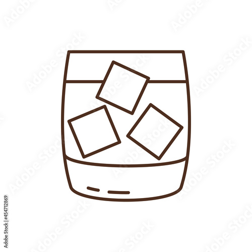 Vector icon of a glass with ice for strong alcohol. Glass with ice for alcoholic drinks isolated on white background. Vector illustration.