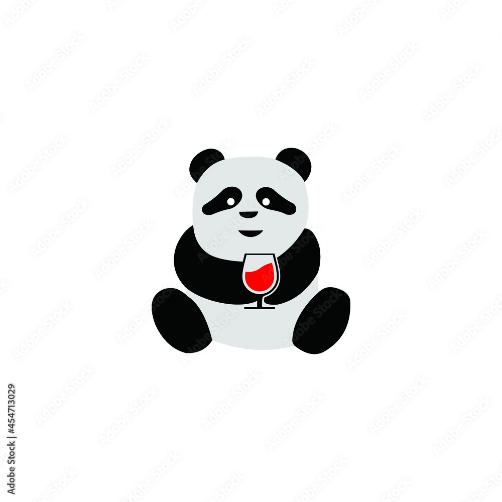 panda drinking logo vector icon illustration panda drinking logo vector icon illustration