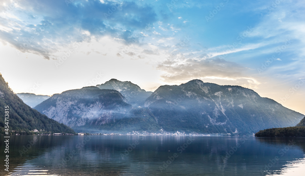 Mountain landscape at lake Hallstatt, Austria