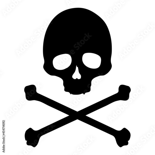 Vector Skull and Cross Bones Illustration on Isolated White Background