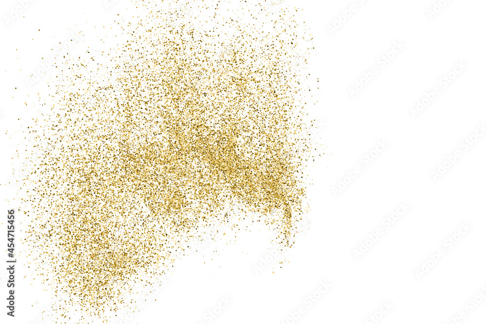 Gold Glitter Texture Isolated On White. Goldish Color Sequins. Celebratory Background. Golden Explosion Of Confetti. Vector Illustration, Eps 10.