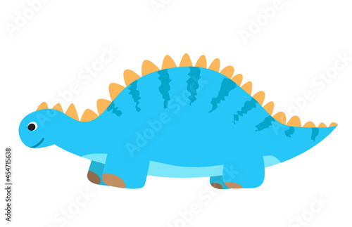 Funny cartoon dinosaur  cute illustration in flat style. Colorful print for clothes  books  textile  design and decor. Illustration for babies  kids and children. 