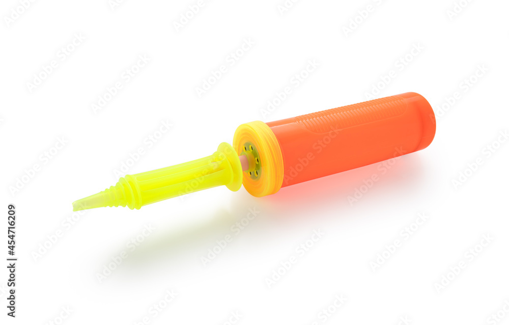 Hand air pump balloon on isolated white background Hand air pump balloon on isolated white background