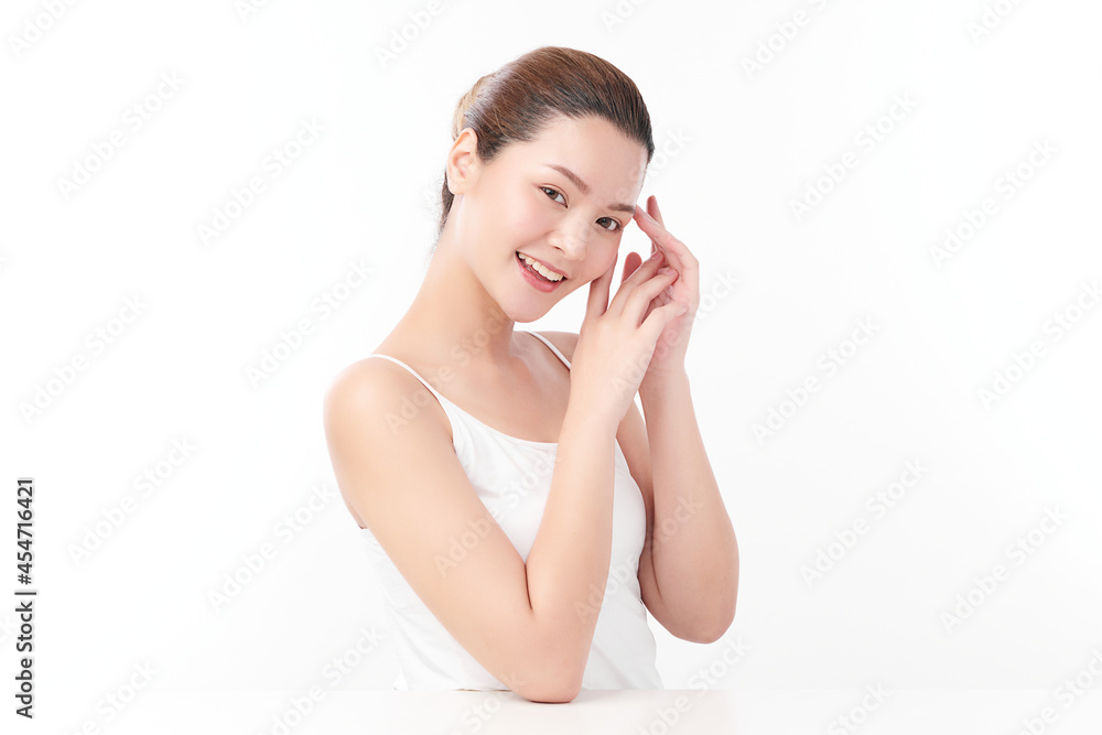 Beautiful young asian woman with clean fresh skin on white background, Face care, Facial treatment, Cosmetology, beauty and spa, Asian women portrait. Beautiful young asian woman with clean fresh skin on white background, Face care, Facial treatment, Cosmetology, beauty and spa, Asian women portrait.