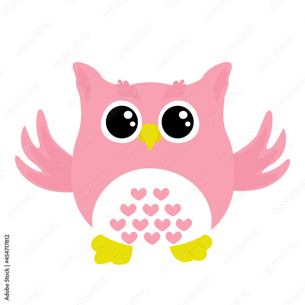 Vector illustration of a pink owl isolated on a white background. Vector illustration of a pink owl isolated on a white background.