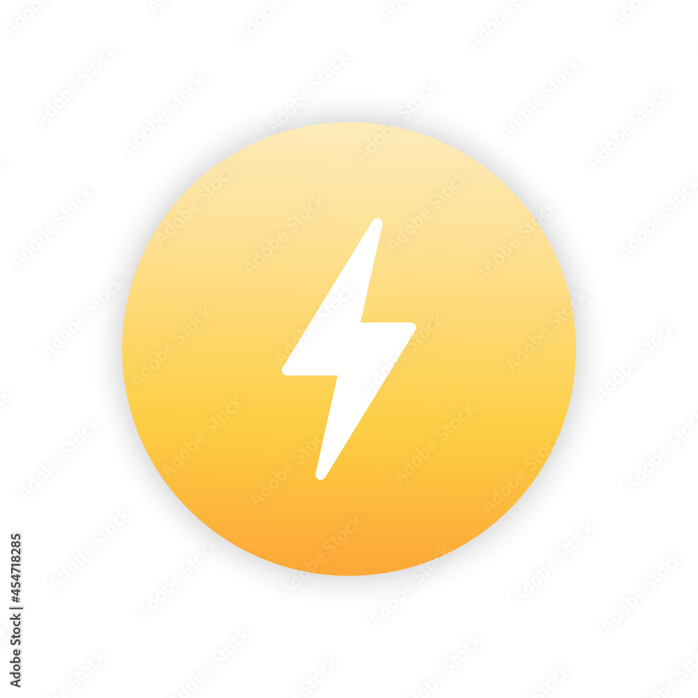 Lightning bolt with yellow circle and white background. Lightning bolt with yellow circle and white background.