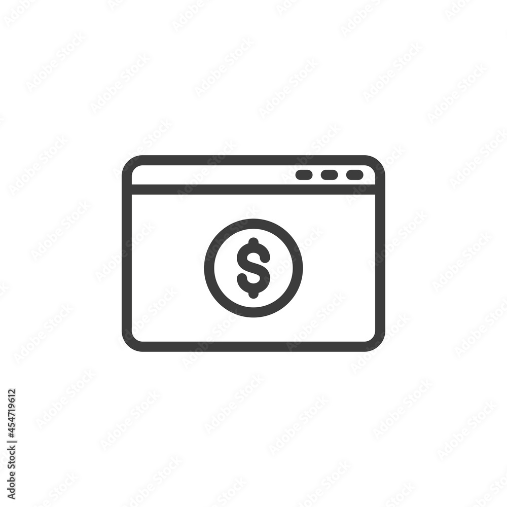 Web browser page with dollar icon and white background. Web browser page with dollar icon and white background.