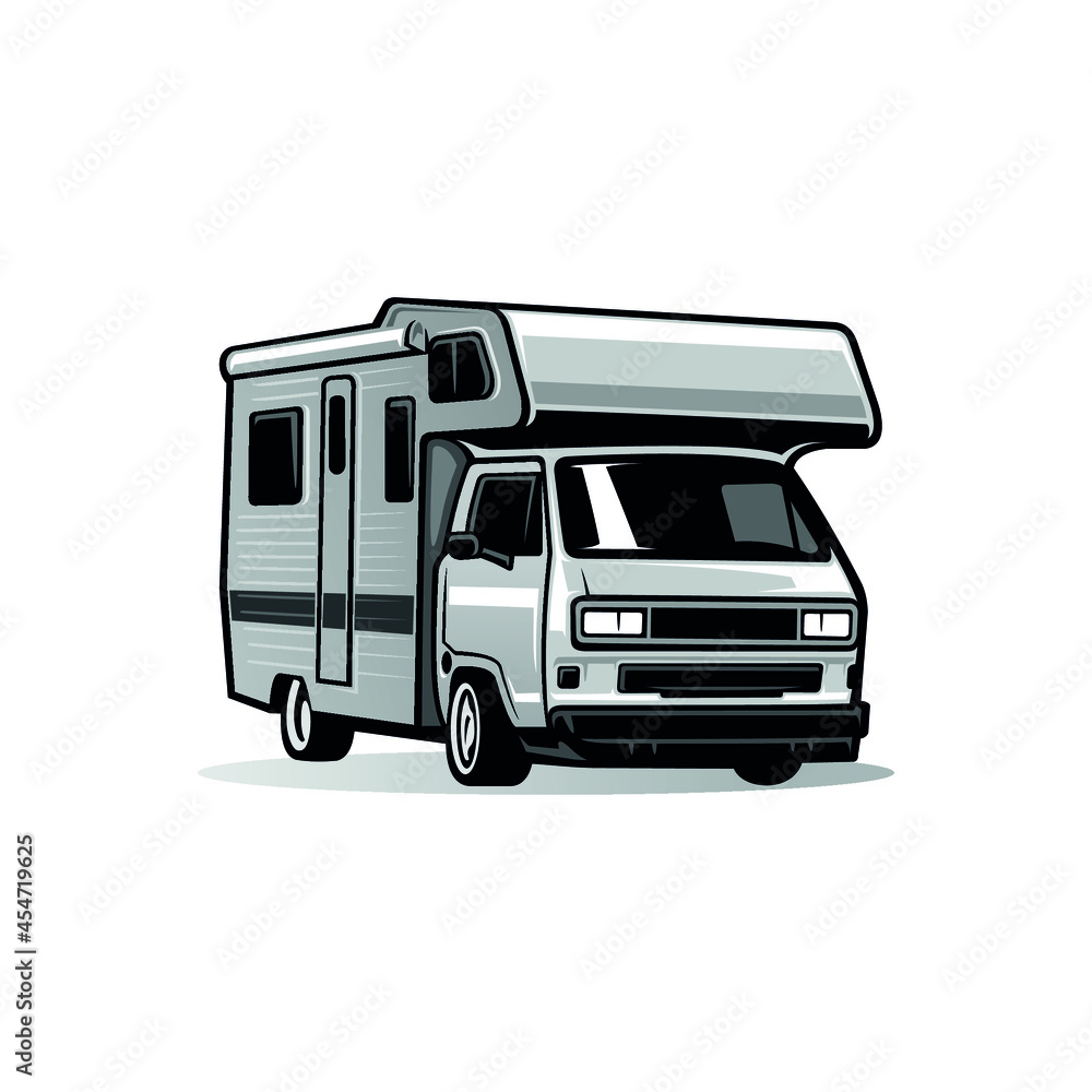 wagon camper van car isolated vector for illustration, mock up and logo design