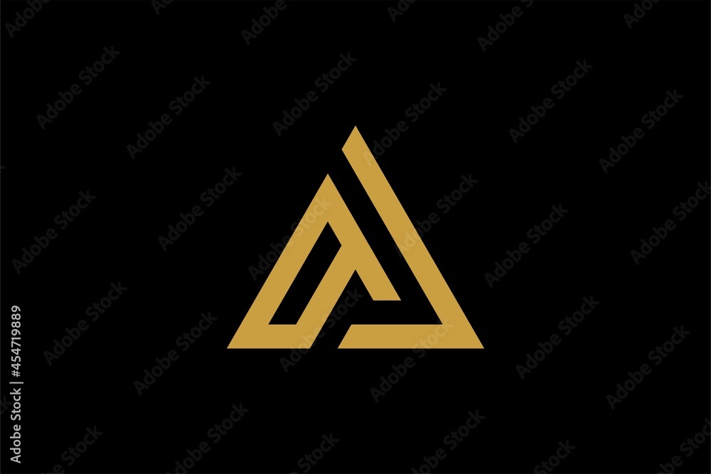 Mountain logo design vector. Triangle abstract illustration symbol. Letter AM outline sign. Gold adventure vector icon. Mountain logo design vector. Triangle abstract illustration symbol. Letter AM outline sign. Gold adventure vector icon.