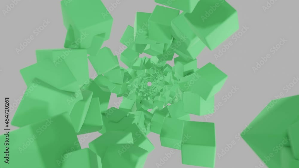 Abstract 3D rendered green cubes on a white background. Simple motion graphic futuristic concept Abstract 3D rendered green cubes on a white background. Simple motion graphic futuristic concept