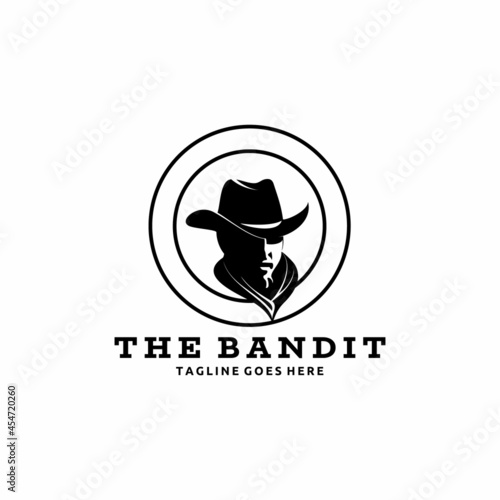 Logo Template with The Image of The Man in Hat, Cowboy, Sheriff Mascot Circular Isolated