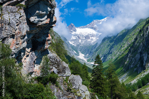 Valley Gredetschtal in the Swiss Alps near Mund (Switzerland)