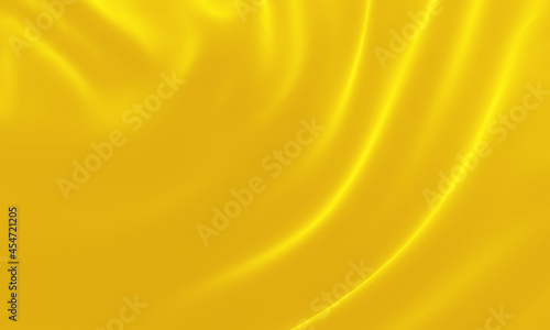 3D yellow rippled cloth. Abstract wave background.