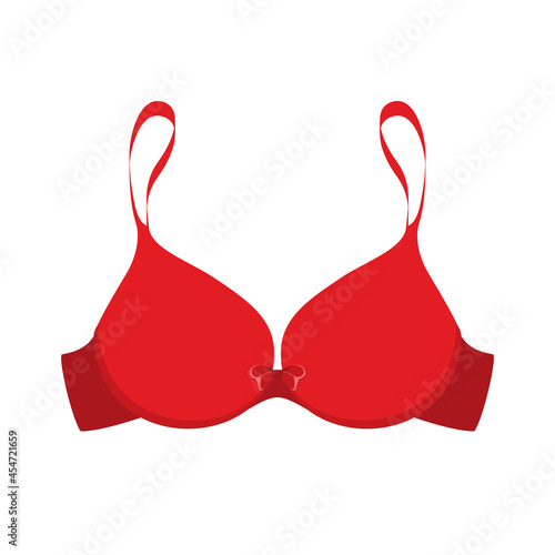 Beautiful red bra with bow icon vector. Red bra icon isolated on a white background. Red lingerie vector