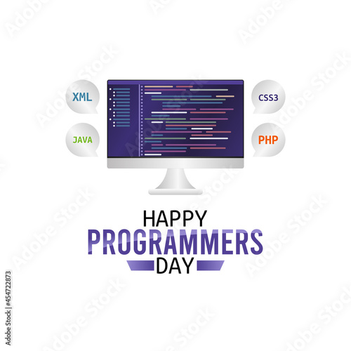 vector graphic of happy programmers day good for happy programmers day celebration. flat design. flyer design.flat illustration.