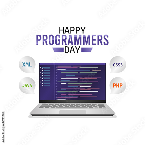vector graphic of happy programmers day good for happy programmers day celebration. flat design. flyer design.flat illustration.