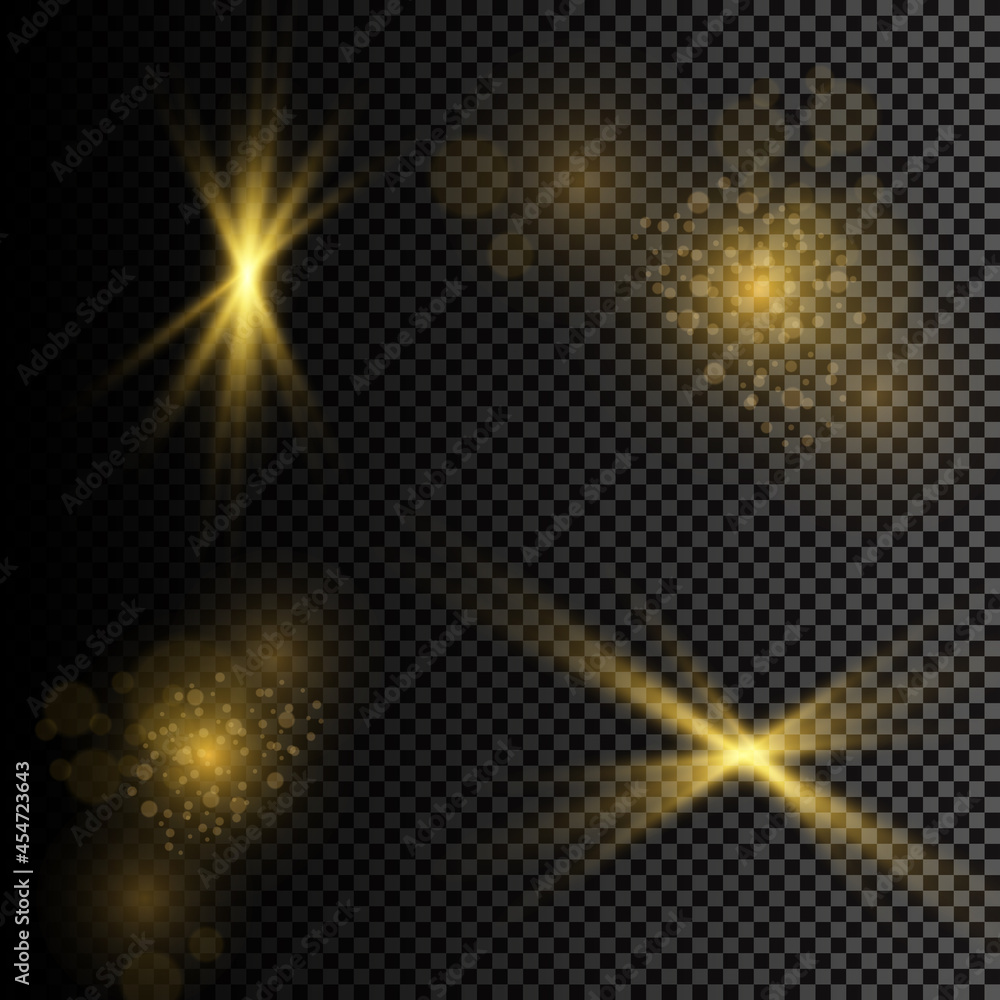 Vector illustration of abstract flare light rays. A set of stars, light and radiance, rays and brightness. Vector illustration of abstract flare light rays. A set of stars, light and radiance, rays and brightness.