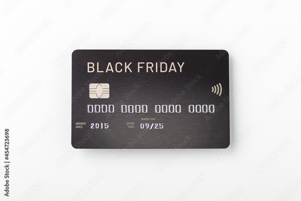 Black friday sale concept with black credit card Black friday sale concept with black credit card