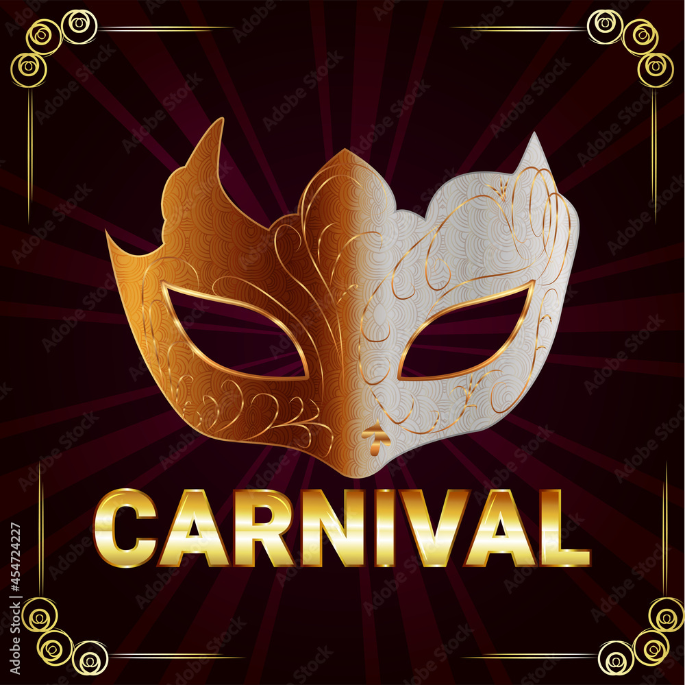 Carnival realistic background with golden text