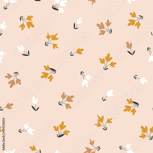 seamless pattern in floral style. Small flowers on a light background. Vector illustration