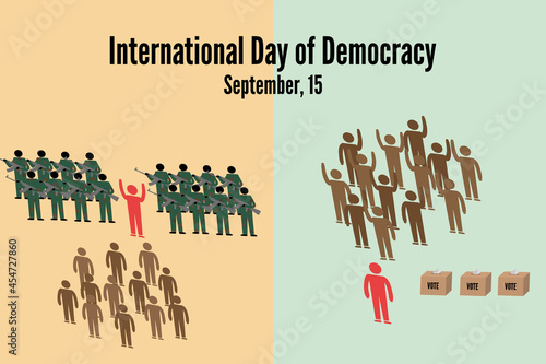 Composition of democrtic or anti democratical ruling. International Day of Democracy concept  photo