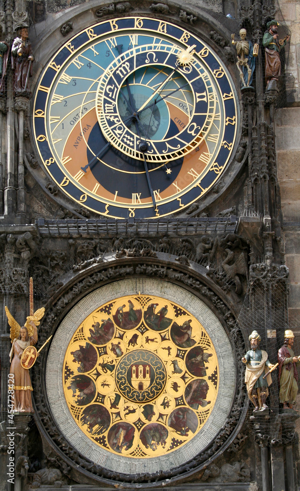 Closer view of the Orloj, Prague's famous astronomical clock Prague, Czech Republic.