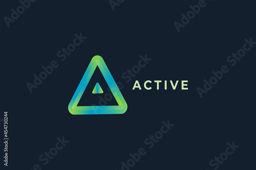 Letter A blue colour gradient  3d aesthetic triangle modern business logo