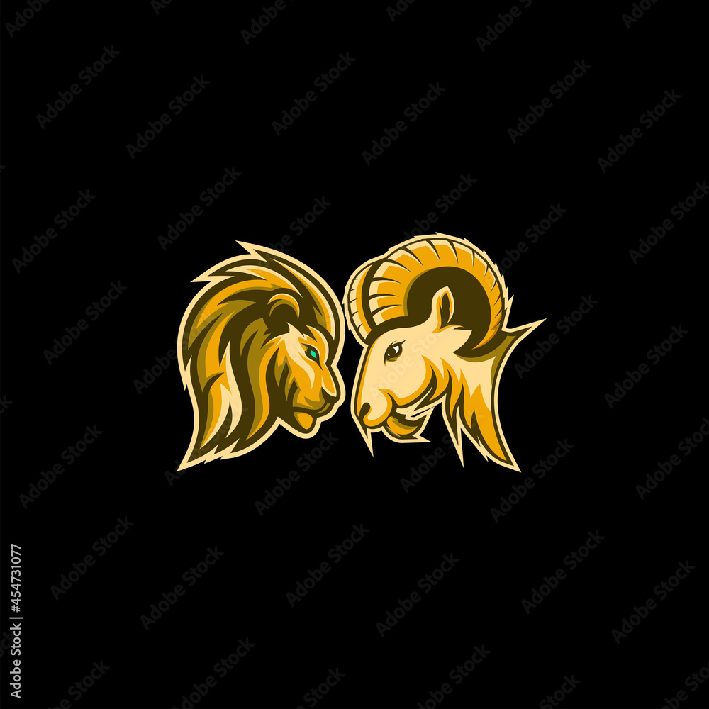 Goat Lion Revenge Fight Abstract Mark Pictorial Emblem Logo Symbol Iconic Creative Modern Minimal Editable in Vector Format Goat Lion Revenge Fight Abstract Mark Pictorial Emblem Logo Symbol Iconic Creative Modern Minimal Editable in Vector Format