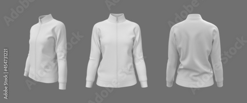 Women’s tracksuit jacket mockup, 3d illustration, 3d rendering