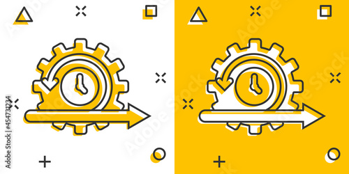 Agile icon in comic style. Flexible cartoon vector illustration on white isolated background. Arrow cycle splash effect business concept.