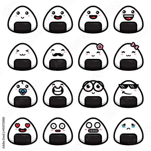 cute onigiri bundle set vector design