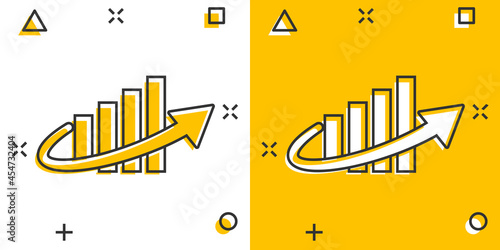 Growth arrow icon in comic style. Revenue cartoon vector illustration on white isolated background. Increase splash effect business concept.
