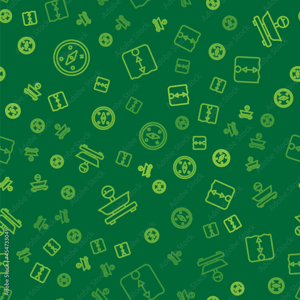 Set line Compass, Scales and Depth measurement on seamless pattern. Vector Set line Compass, Scales and Depth measurement on seamless pattern. Vector