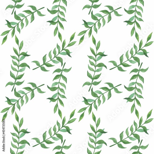 Grass pattern in watercolor style. Beautiful seamless pattern with wild herbs and leaves. It can be used as a background template for wallpaper  printing on fabrics  paper  invitations  etc