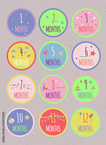 Cute monthly growth baby stickers.