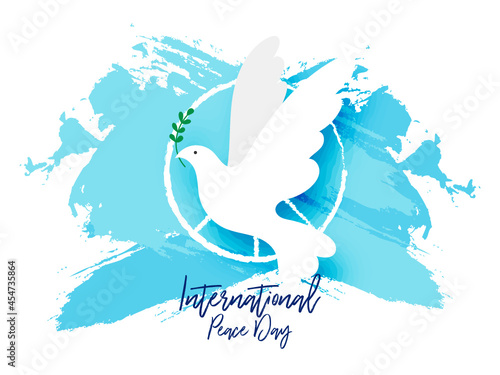 Pigeon with leaf symbol of Peace. International Peace Day