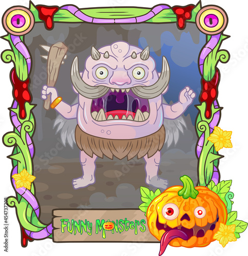 cartoon scary monster ogre, funny illustration