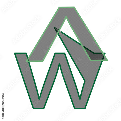 3d graphic of a symbol made of many spheres and WV alphabets logo design 