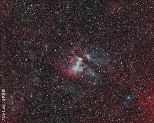 The colorful emission nebula Drechsler-Zirke 1 in the constellation Cygnus