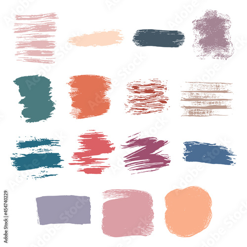 15 Colorful Brush Stroke shape for decoration crafts project, card, background and any design. Vector illustration.