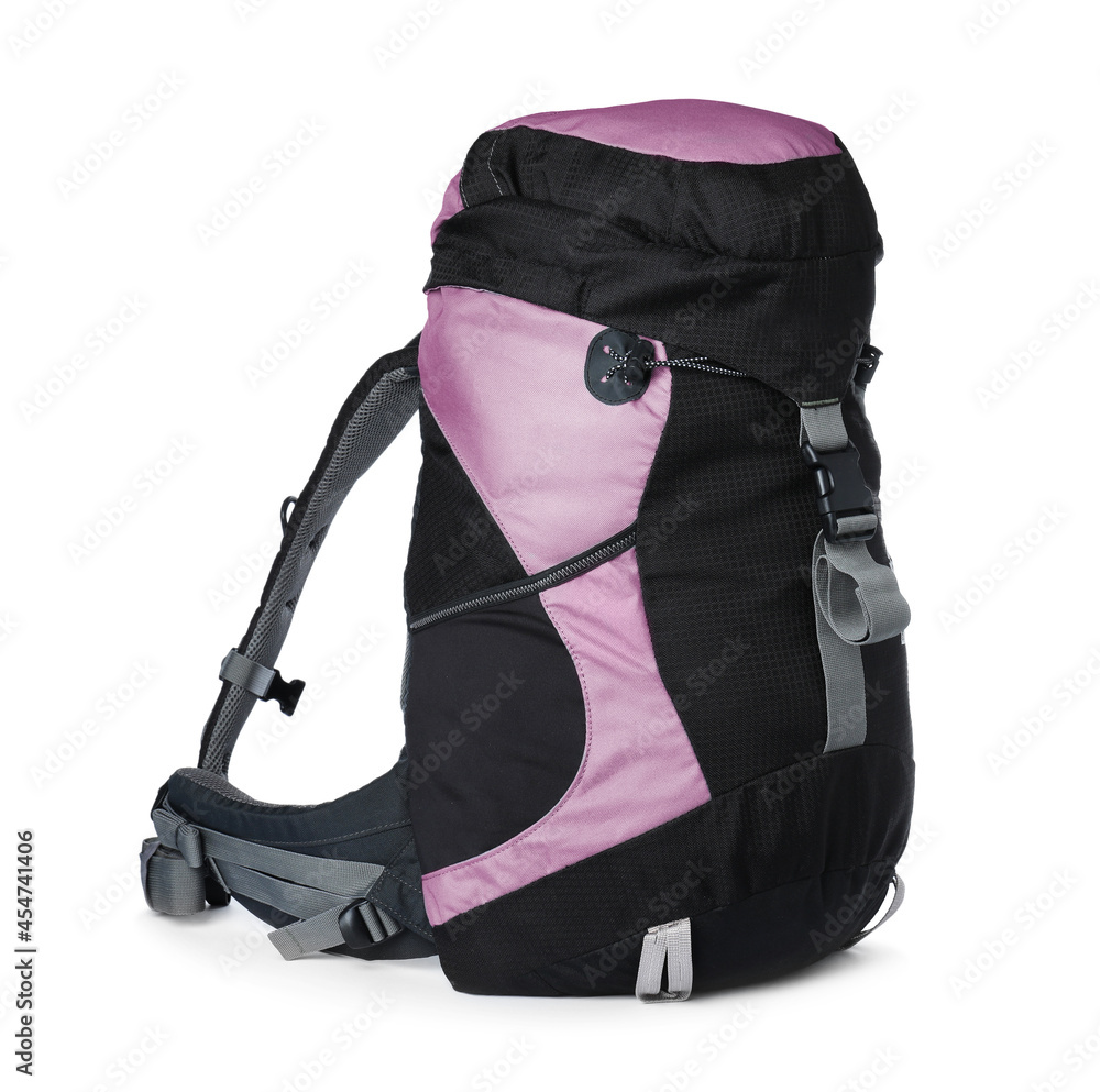 Hiking backpack isolated on white. Camping tourism Hiking backpack isolated on white. Camping tourism