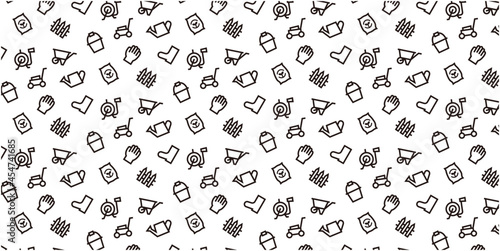 Gardening icon pattern background for website or wrapping paper (Monotone version)