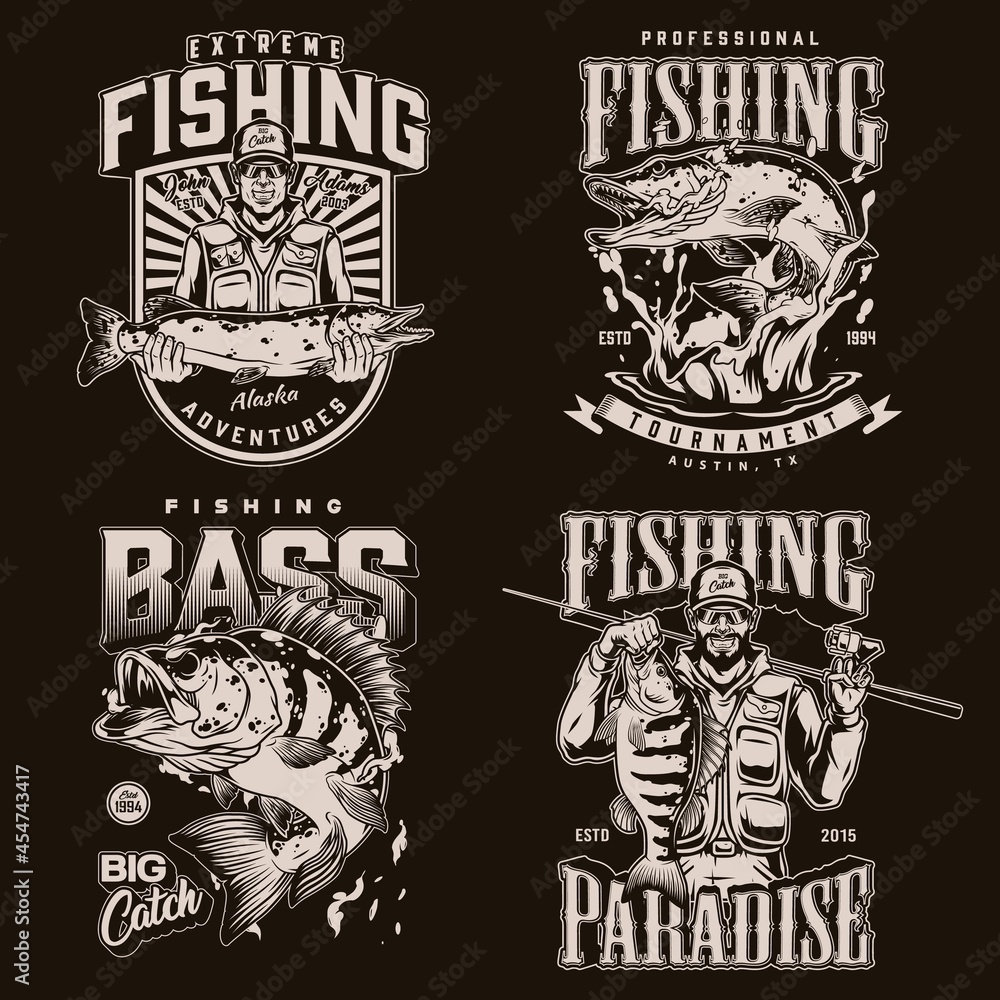 Fishing monochrome labels
