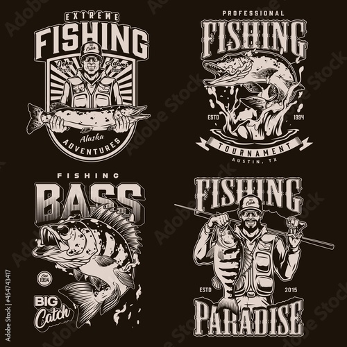 Fishing monochrome labels