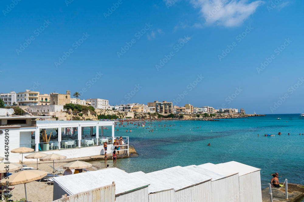 View from the seafront of Otranto beach, Apulia, Italy
