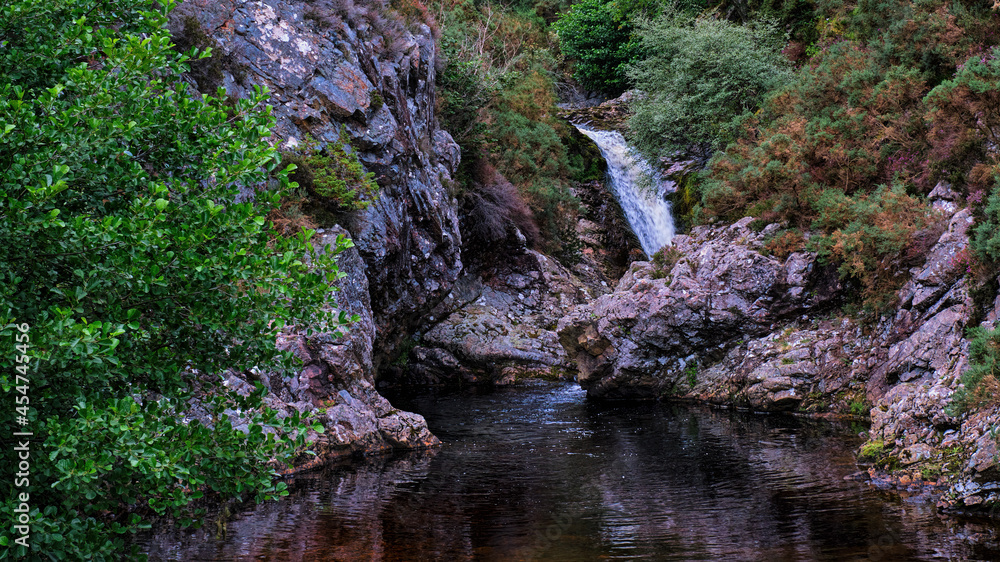 The waterfall on the Kildonan Burn in the Strath of Kildonan