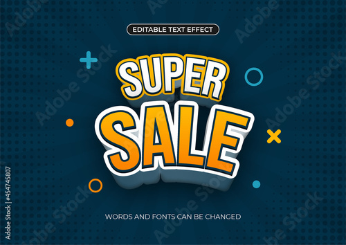 Super sale banner promotion in flat design, editable text effect