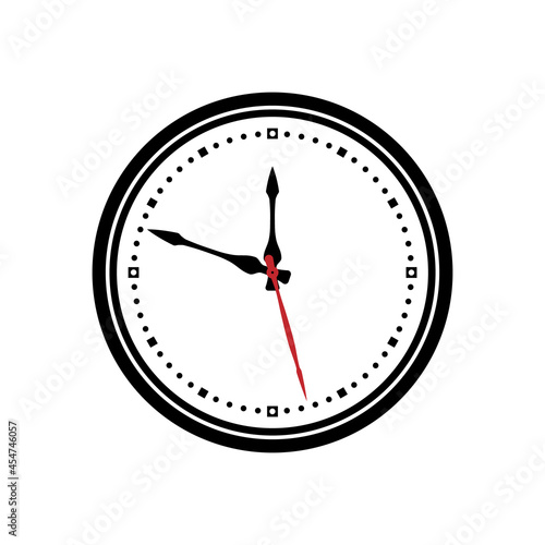 Round wall clock in black and white on a white background.