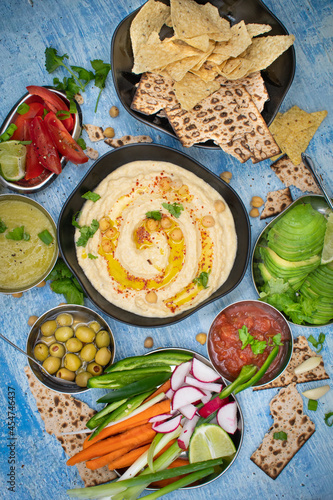 Vegan hummus and crudites photo