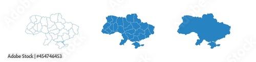Ukraine map set. Europe country contour, vector icon